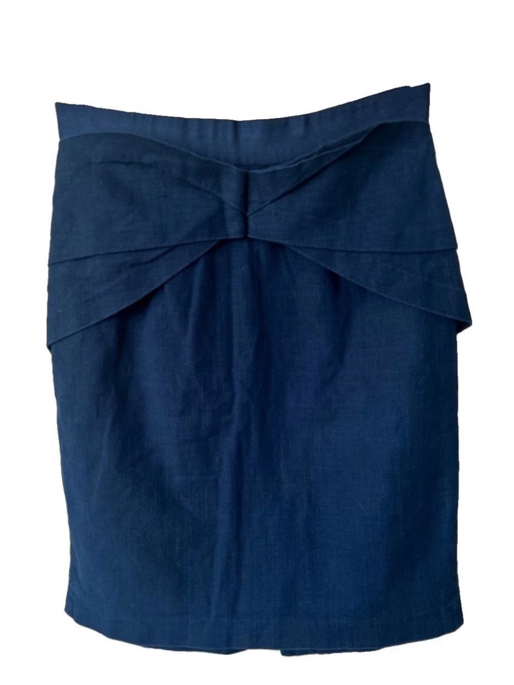 * Girls From Savoy Yumi Origami Linen Blend Pencil Skirt Blue 8 Anthropologie